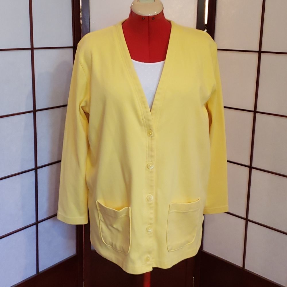Lands' End Canary Yellow Button Up Jacket